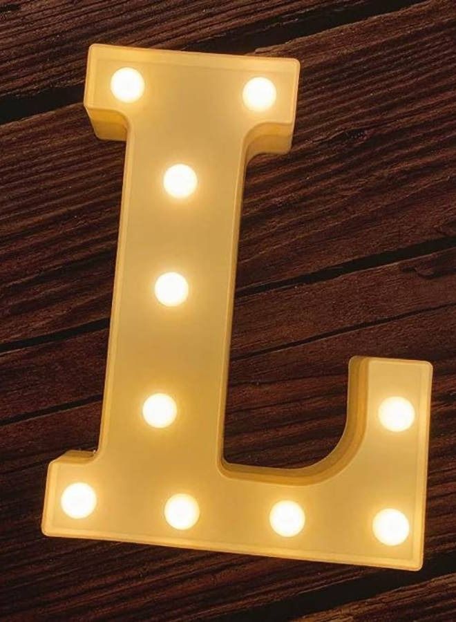 Vitacelli Alphabet LED Letter Lights Light Up Plastic Letters Standing Hanging L ( 8.86in x 6.69in x 1.77inches)  - Image 1