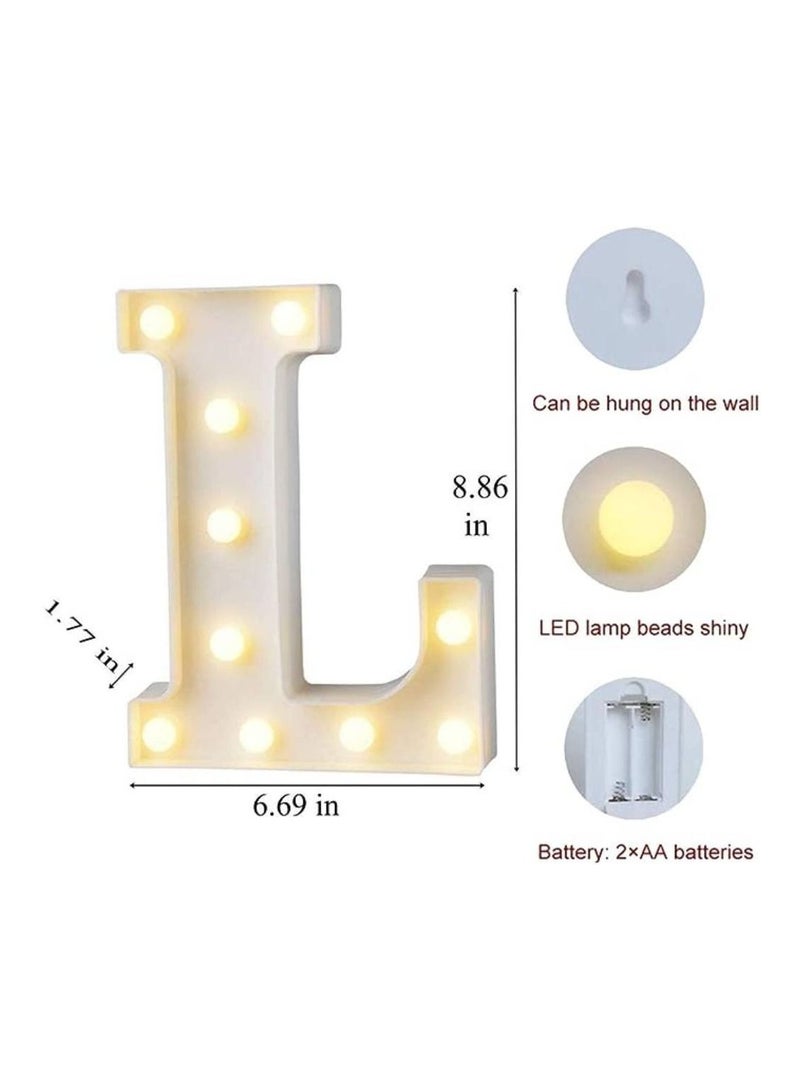 Vitacelli Alphabet LED Letter Lights Light Up Plastic Letters Standing Hanging L ( 8.86in x 6.69in x 1.77inches)  - Image 3