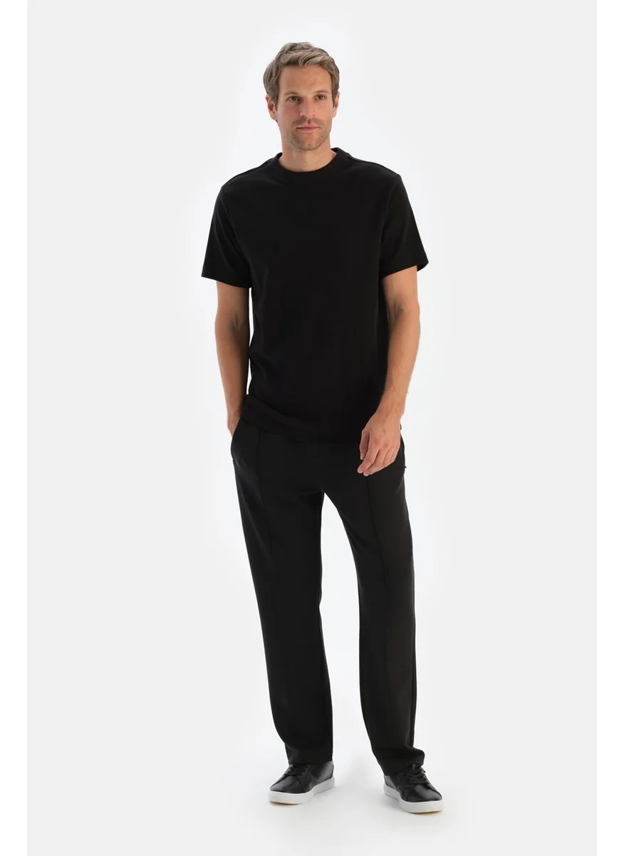 dagi Black Men's Silk Finished Bis Collar T-Shirt
