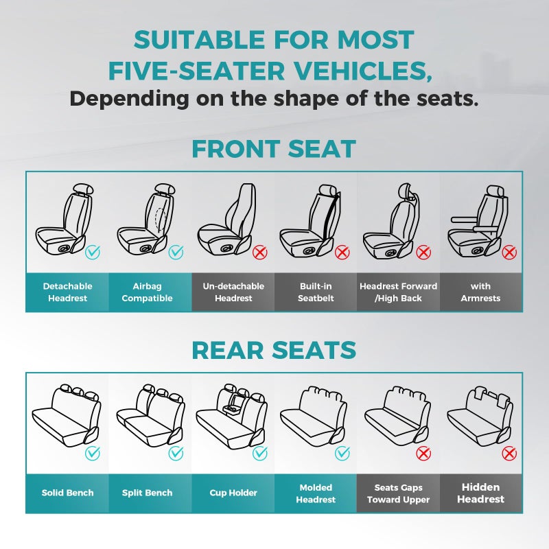FEINEPRO Leather Car Seat Covers Full Set, Breathable Faux Leather Seat Covers for Cars SUV Sedan Waterproof Blackwhite - Image 5