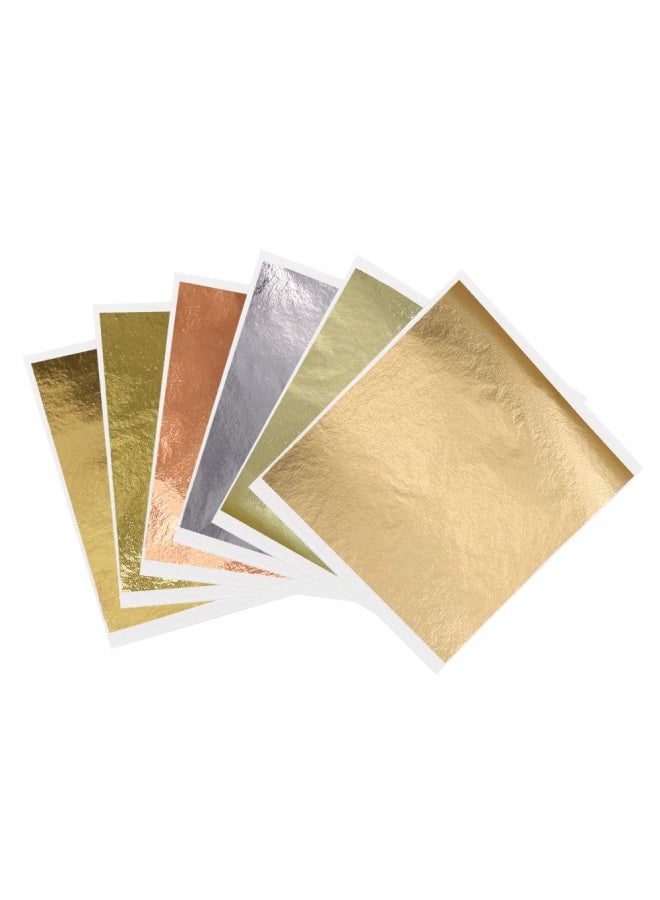 kinno 12 Colors Imitation Gold Foil Sheets Multi-Color Gold Leaf Paper - 600 Pieces For Arts Decoration Handcrafts Gilding Furniture Nails Paintings Slime Wall Line Diy 3.15 By 3.35 Inches - Image 2