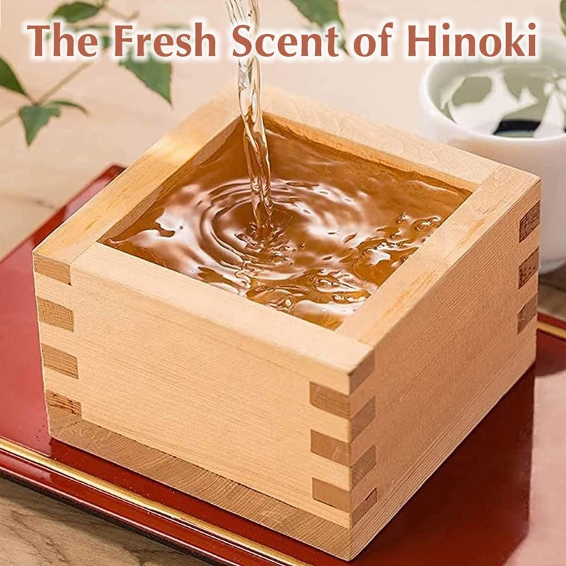 TIKUSAN Wooden Sake Cups Masu Japanese Hinoki Wood Sake Box Made in Japan (6.1 fl oz(1go)) - Image 2