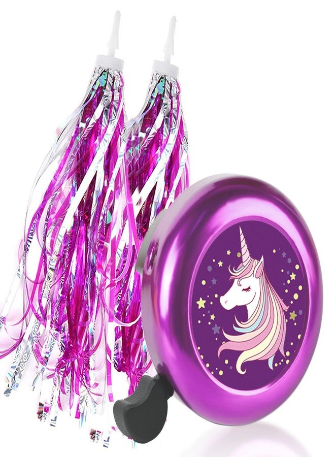 Vortika Kids Bike Bell with 2 Pcs Bike Streamers for Girls, Cute Children's Bicycle Accessories（Unicorn Bell+Tassels） - Image 1