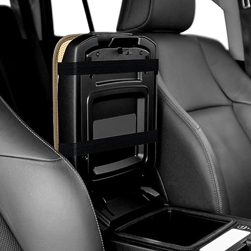 Amiss Car Center Console Pad, Universal Waterproof Car Armrest Seat Box Cover, Car Interior Accessories, Carbon Fiber PU Leather Auto Armrest Cover Protector for Most Vehicle, SUV, Truck, Car (Gold) - Image 5
