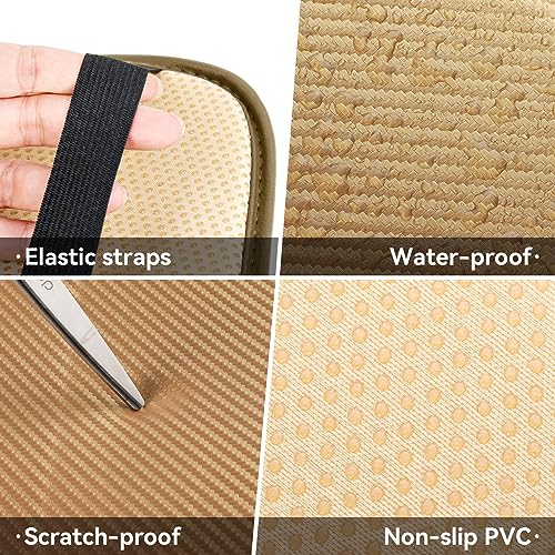 Amiss Car Center Console Pad, Universal Waterproof Car Armrest Seat Box Cover, Car Interior Accessories, Carbon Fiber PU Leather Auto Armrest Cover Protector for Most Vehicle, SUV, Truck, Car (Gold) - Image 3