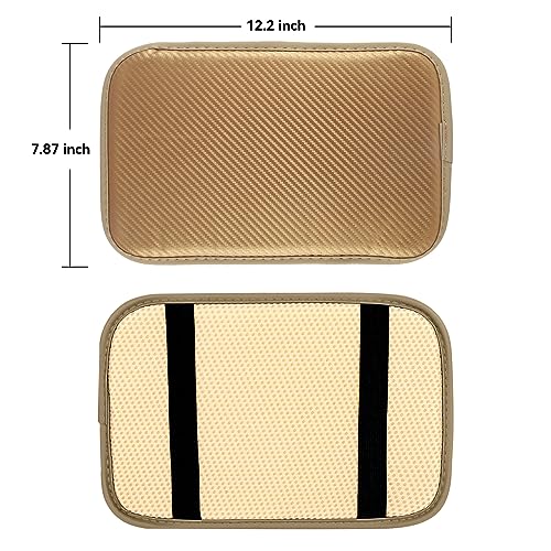 Amiss Car Center Console Pad, Universal Waterproof Car Armrest Seat Box Cover, Car Interior Accessories, Carbon Fiber PU Leather Auto Armrest Cover Protector for Most Vehicle, SUV, Truck, Car (Gold) - Image 2