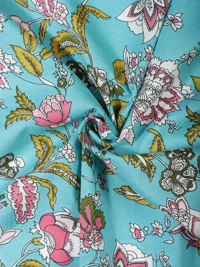 أيه كيه إس Floral Print Cotton Fabric for Crafts