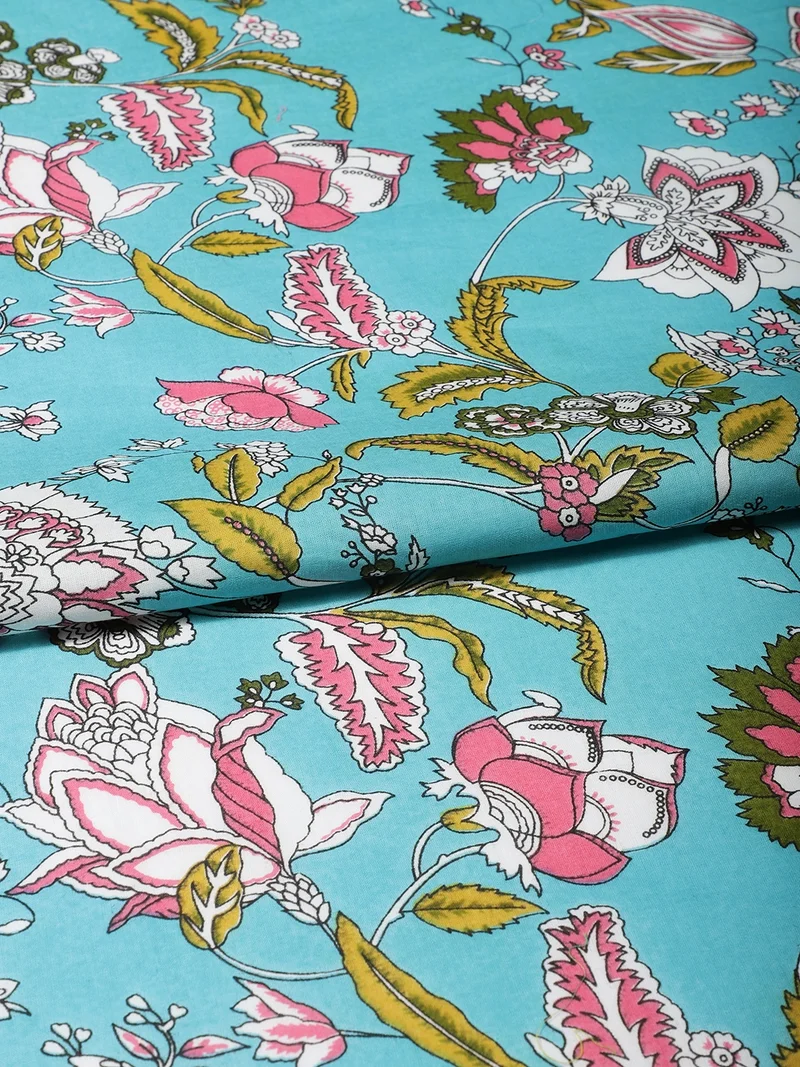 أيه كيه إس Floral Print Cotton Fabric for Crafts