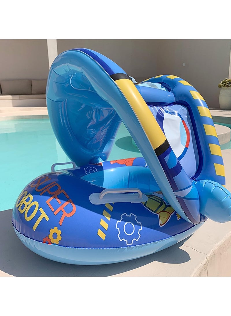 TAPIT Baby pool float,Swimming Pool Float Boat with Sun Protection Canopy Inflatable Pool Float Yacht Ring Awning Inflatable Swimming Training Float Seat for Boys Girls Summer Outdoor (Dark Blue) - Image 4