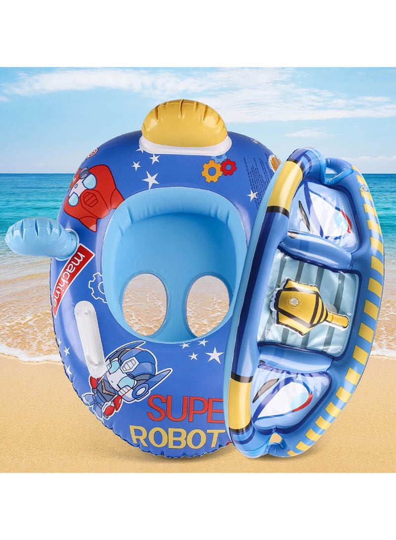 TAPIT Baby pool float,Swimming Pool Float Boat with Sun Protection Canopy Inflatable Pool Float Yacht Ring Awning Inflatable Swimming Training Float Seat for Boys Girls Summer Outdoor (Dark Blue) - Image 5