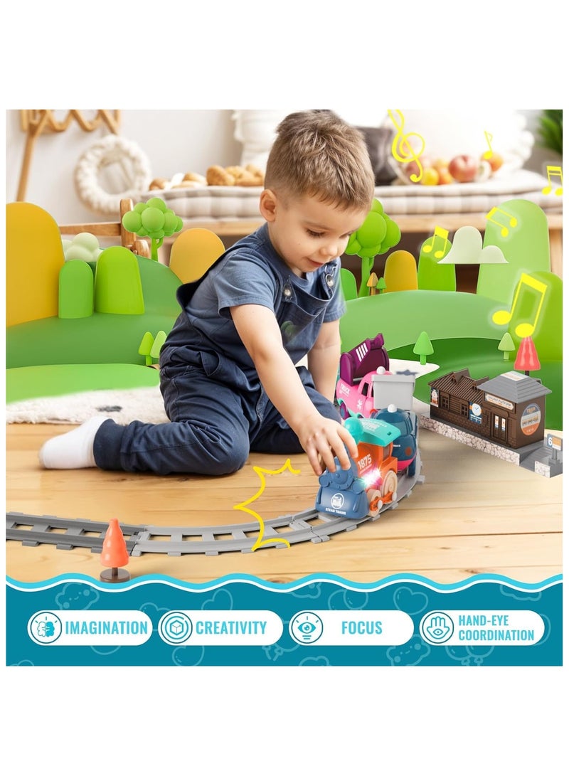 Soofam Train Set for Toddlers, Magnetic Train Toys for Toddlers 3+ Electric Train Set with Train Tracks Accessories Battery Operated, 4pcs Trucks Toy Train for Boys and Girls - Image 3