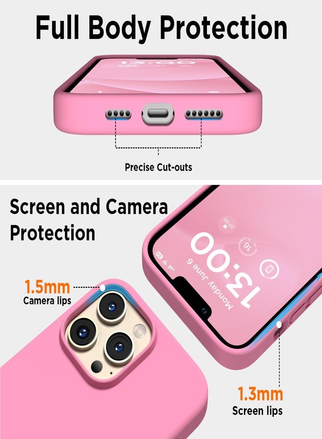 جراب COFFKER مصمم خصيصًا لهاتف iPhone 13 Pro، جراب من السيليكون السائل مع [2 واقي شاشة]، [حماية عسكرية مقاومة للصدمات] جراب هاتف نحيف ورفيع مع بطانة من الألياف الدقيقة، مقاس 6.1 بوصة، لون وردي فاتح - Image 3