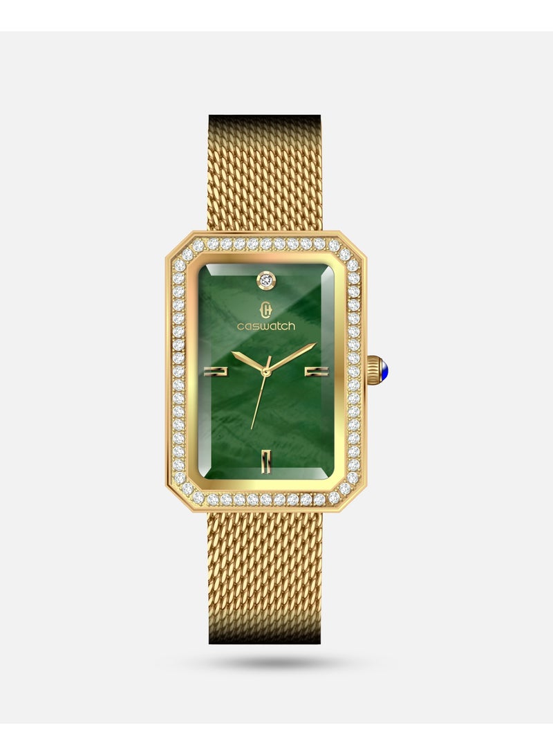 Luxury Women's Watch with Gold Steel Strap and Green Dial ✨ A Breathtaking Gift!