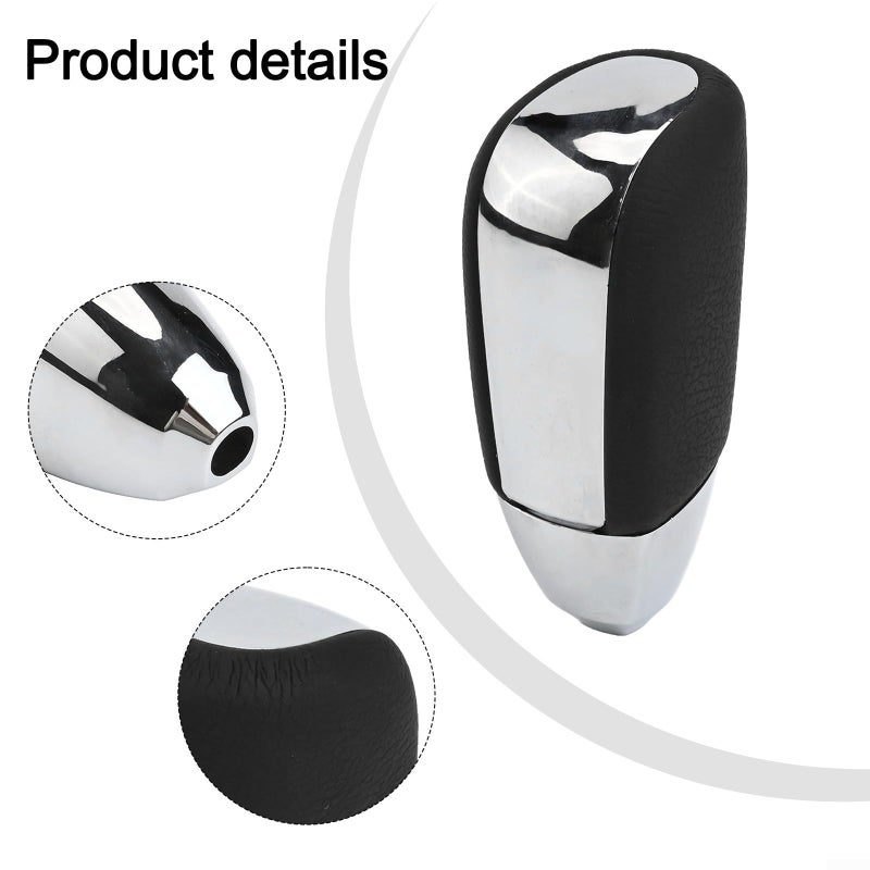 Automatic Transmission Shift Knob ABS Leather Black Chrome Ergonomic Easy Install - Image 5