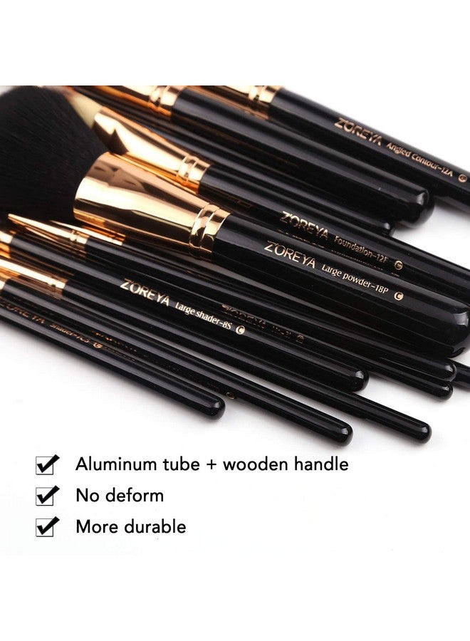 Z'OREYA Premium Travel Makeup Brush Set 12 Pieces Essential Cosmetic Tools Synthetic Hair Foundation Powder Eye Cosmetic Brushes With Black Holder - Image 5