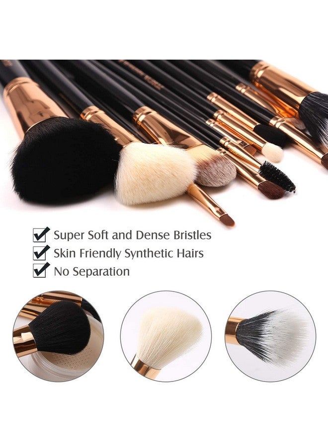 Z'OREYA Premium Travel Makeup Brush Set 12 Pieces Essential Cosmetic Tools Synthetic Hair Foundation Powder Eye Cosmetic Brushes With Black Holder - Image 4