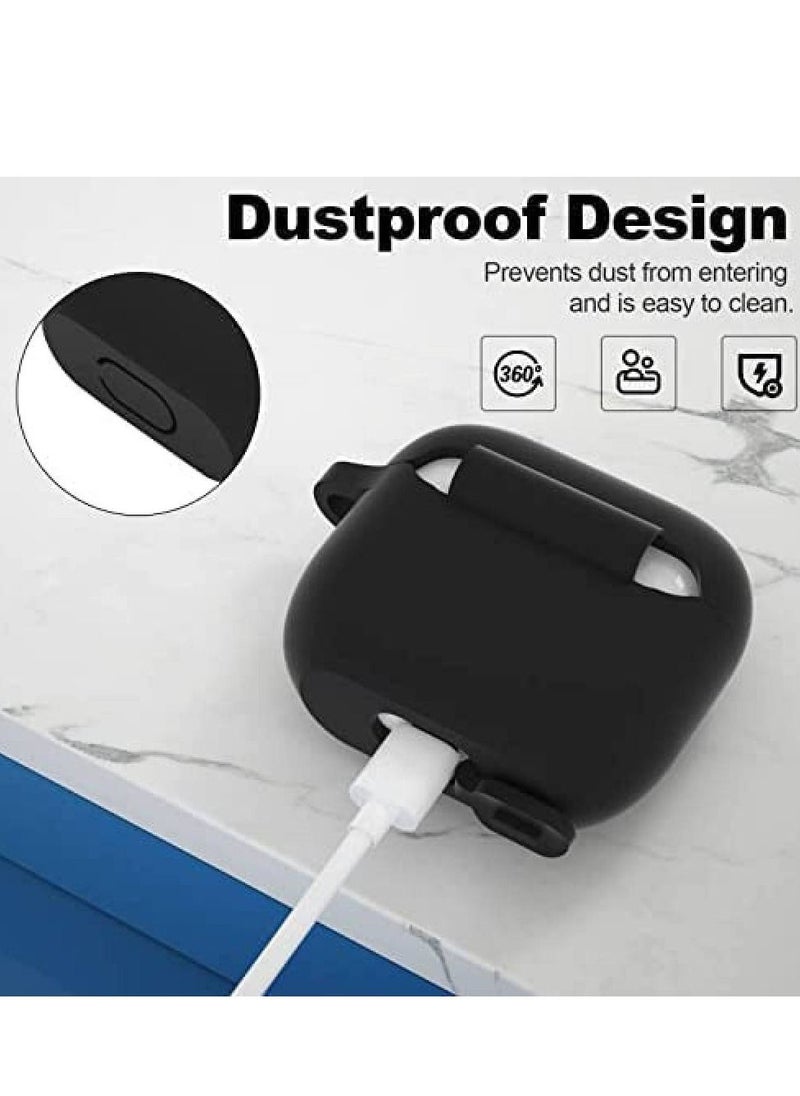 Generic - Protective Case Skin Cover with Keychain and Lock for Apple Airpods 3 Case Women Men Black - Image 1