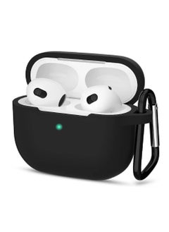 Protective Case Skin Cover with Keychain and Lock for Apple Airpods 3 Case Women Men Black