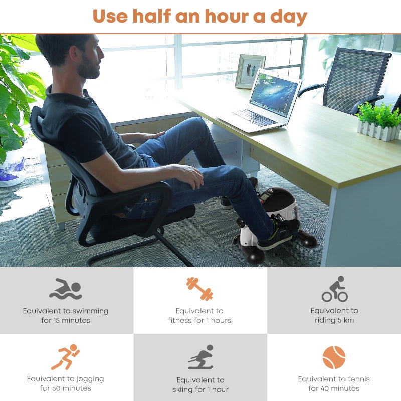 AGM Mini Exercise Bike, AGM Under Desk Bike Pedal Exerciser Foot Cycle Arm & Leg Peddler Exerciser Machine with LCD Screen Displays (White) - Image 2