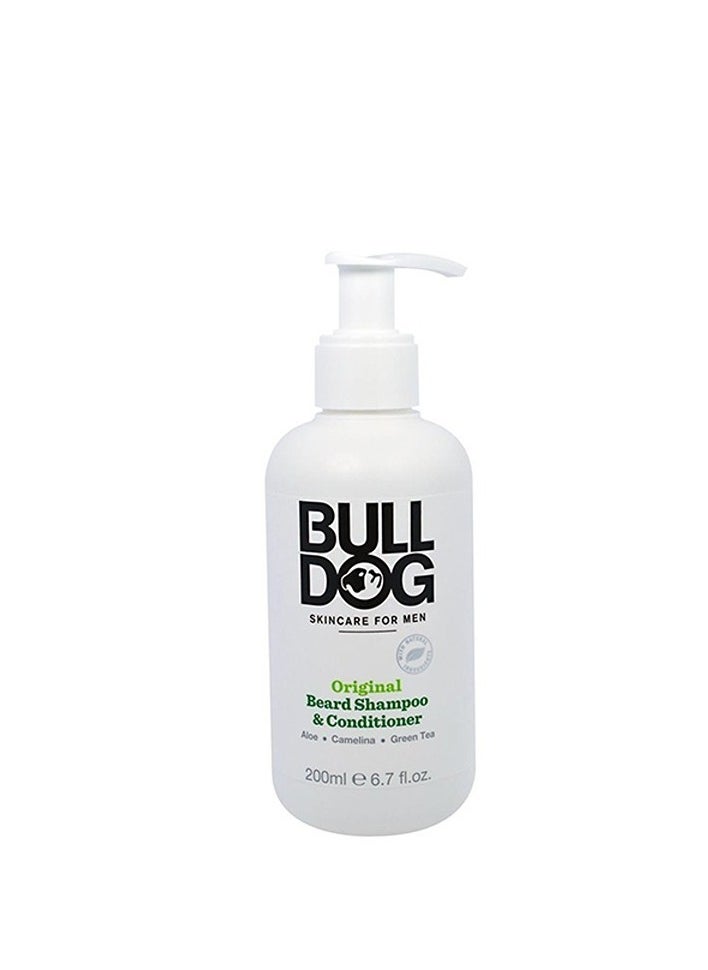 BULLDOG Original Beard Shampoo and Conditioner with Aloe Vera Camelina Oil and Green Tea 200ml 