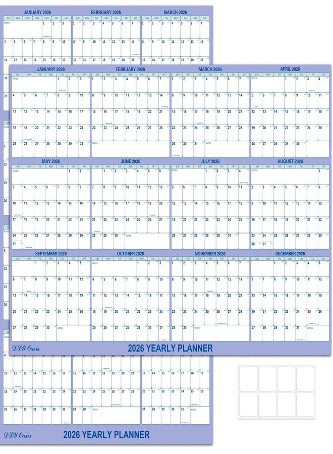 DLY Oasis 24" x 36" 2026 Wall Calendar, Folded Wet & Dry Erase Wall Calendar 12 Month, Yearly Laminated Wall Calendars, Reversible Annual Planner, Horizontal/Vertical, with Julian Dates - Image 1
