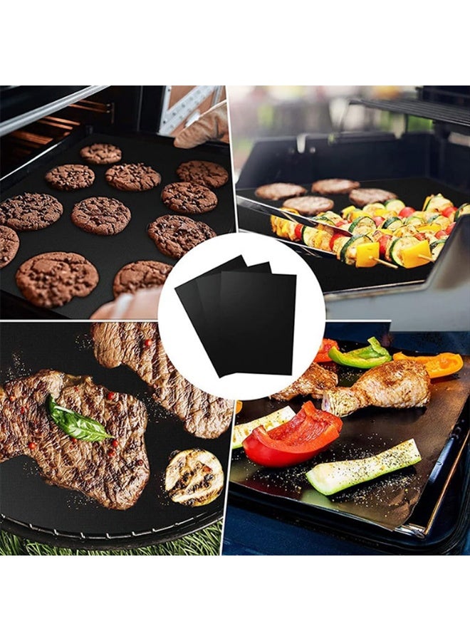 DUNISO 7 Pcs Grill Mat,100% Non-Stick BBQ Grill Mats Baking Mats, PFOA Free, Heavy Duty, Reusable and Easy to Clean, Works on Gas Charcoal and Electric BBQ,15.75 x 13Inch,Black  - Image 3