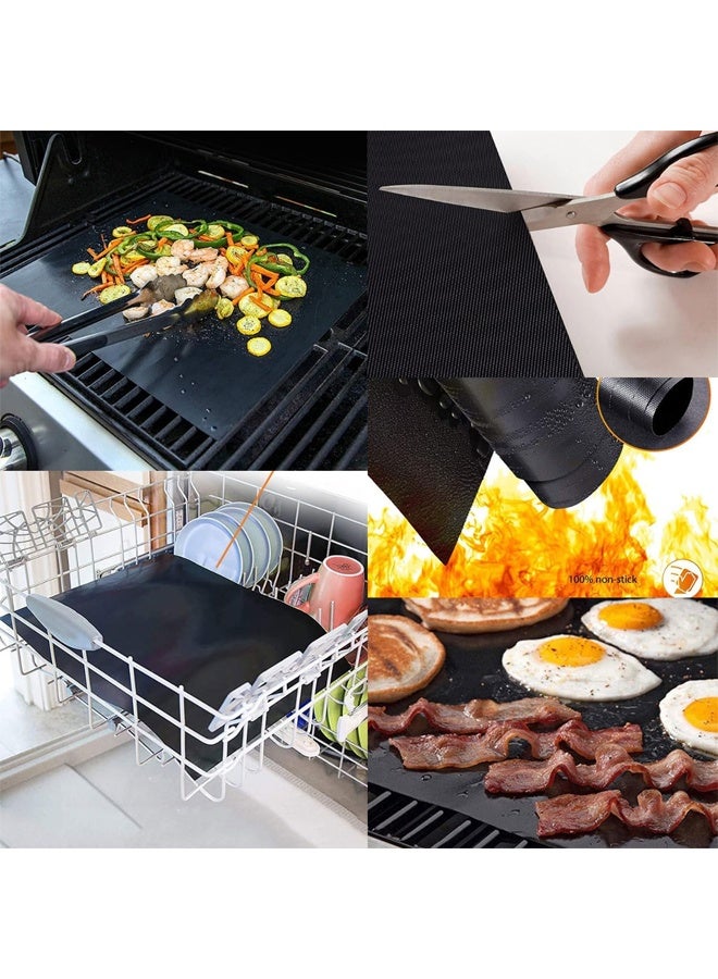 DUNISO 7 Pcs Grill Mat,100% Non-Stick BBQ Grill Mats Baking Mats, PFOA Free, Heavy Duty, Reusable and Easy to Clean, Works on Gas Charcoal and Electric BBQ,15.75 x 13Inch,Black  - Image 2
