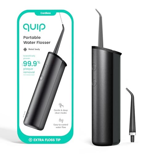 quip Water Flosser with Replacement Tip - Cordless Water Flosser with Adjustable Pressure - Teeth Cleaner Pick with 360 Degree Rotating Replaceable Tip, Rechargeable Water Dental Pick - All-Black - Image 1