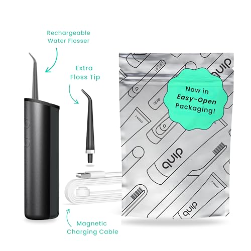 quip Water Flosser with Replacement Tip - Cordless Water Flosser with Adjustable Pressure - Teeth Cleaner Pick with 360 Degree Rotating Replaceable Tip, Rechargeable Water Dental Pick - All-Black - Image 2
