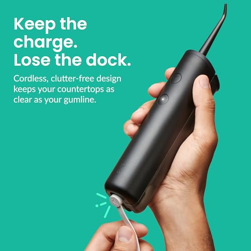quip Water Flosser with Replacement Tip - Cordless Water Flosser with Adjustable Pressure - Teeth Cleaner Pick with 360 Degree Rotating Replaceable Tip, Rechargeable Water Dental Pick - All-Black - Image 5