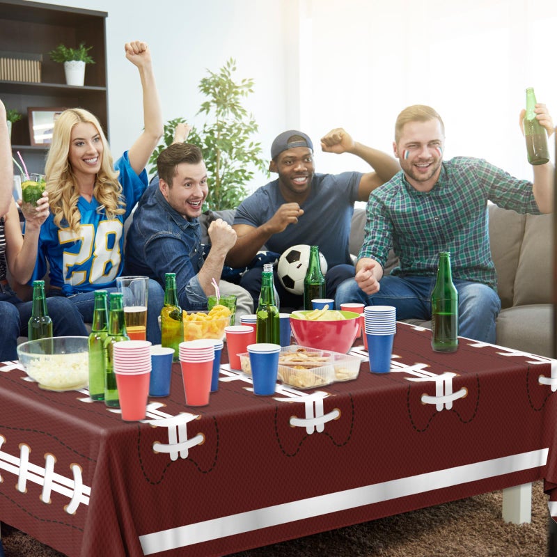Dydamud Football Party Decorations, Disposable Field Tablecloth Plastic Rectangular Touchdown Table Cover for Sports Birthday Game Day Tailgate Parties, Football Birthday Party Decorations, 3 Pack - Image 3