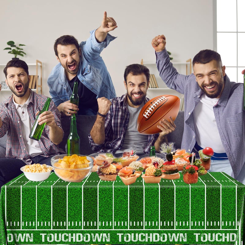 Dydamud Football Party Decorations, Disposable Field Tablecloth Plastic Rectangular Touchdown Table Cover for Sports Birthday Game Day Tailgate Parties, Football Birthday Party Decorations, 3 Pack - Image 5