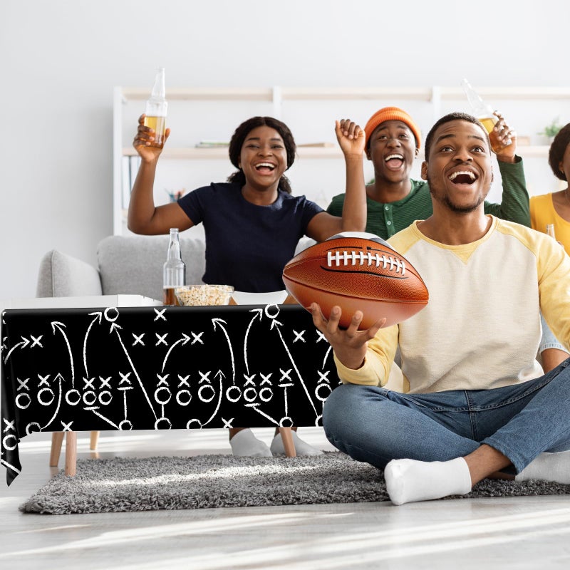 Dydamud Football Party Decorations, Disposable Field Tablecloth Plastic Rectangular Touchdown Table Cover for Sports Birthday Game Day Tailgate Parties, Football Birthday Party Decorations, 3 Pack - Image 4