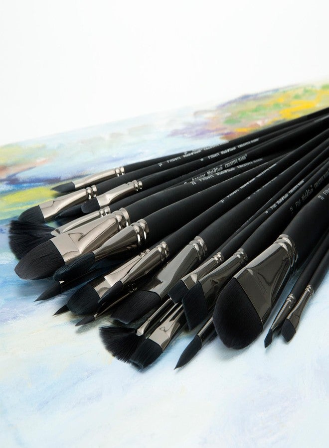 Creative Mark Black Swan Synthetic Red Sable Paint Brushes Flat Set of 5 - Professional Quality Long Handle Paint Brushes for Oil, Heavy Body Media and Acrylic - Artists of All Levels - Image 5