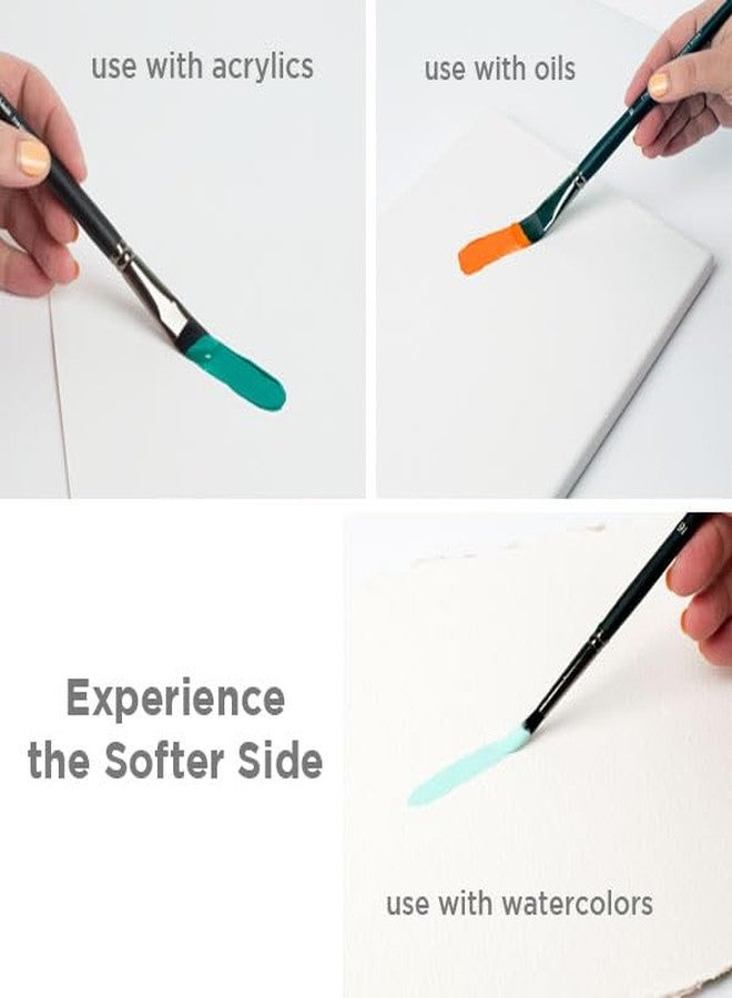 Creative Mark Black Swan Synthetic Red Sable Paint Brushes Flat Set of 5 - Professional Quality Long Handle Paint Brushes for Oil, Heavy Body Media and Acrylic - Artists of All Levels - Image 2