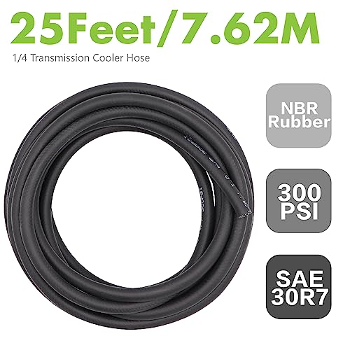 Jeemiter 1/4" Fuel Line Hose Oil Hose Push Lock NBR Rubber SAE 30R7 25FT 300PSI with 10 Clamps for Fuel Systems Engines Tube Hose - Image 4