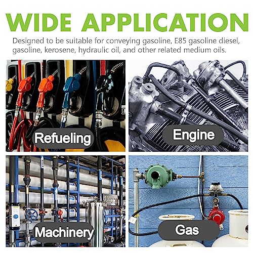 Jeemiter 1/4" Fuel Line Hose Oil Hose Push Lock NBR Rubber SAE 30R7 25FT 300PSI with 10 Clamps for Fuel Systems Engines Tube Hose - Image 5