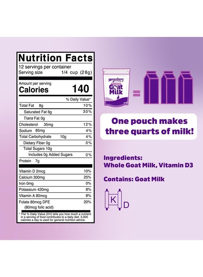 MEYENBERG Whole Powdered Goat Milk, 12 Ounce, Resealable Pouch, Gluten Free, Vitamin D (Pack of 1) - Image 5