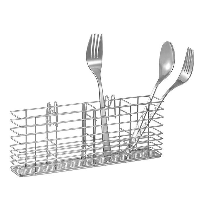 UTENSIL SILVERWARE HOLDER ORGANIZER HANGING CUTLERY ORGANIZER SPOON DRYING RACK BASKET HOLDER 4 DIVIDED COMPARTMENTS SILVERWARE ORGANIZER STAINLESS STEEL
