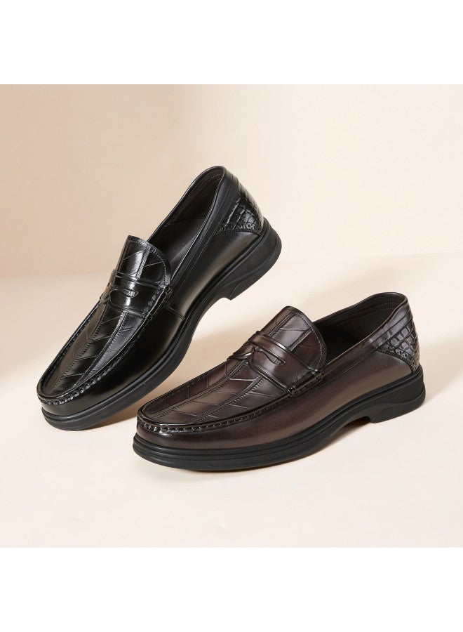 YEARCON Leap Month Shoes】men's Genuine Leather Loafers, Autumn Business Casual Slip-on Leather Shoes, Comfortable And Stylish - Image 4