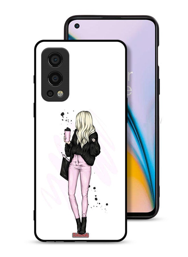 Tolwak OnePlus Nord 2 5G Protective Case Cover Girl Holding Coffee Cup Art - Image 1