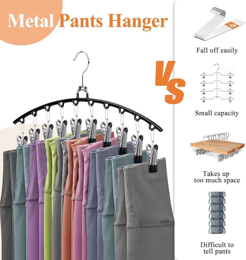 2 Pack Metal Yoga Pants Hangers with 20 Clips - Space Saving Legging Organizer - Image 3