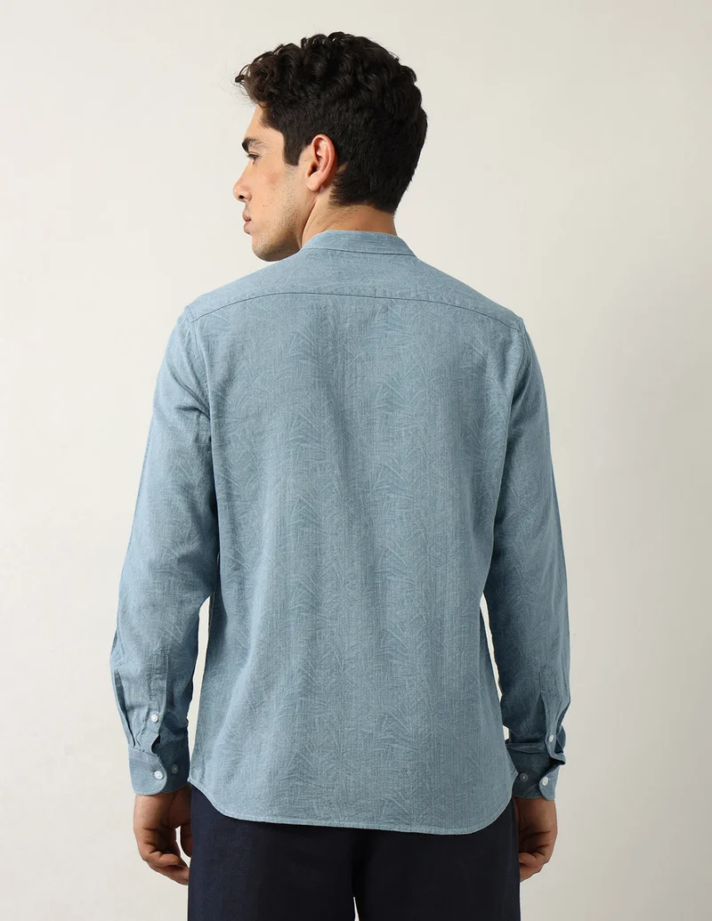 Arrow Teal Abstract Printed Dobby Shirt for Men | Best Price UAE