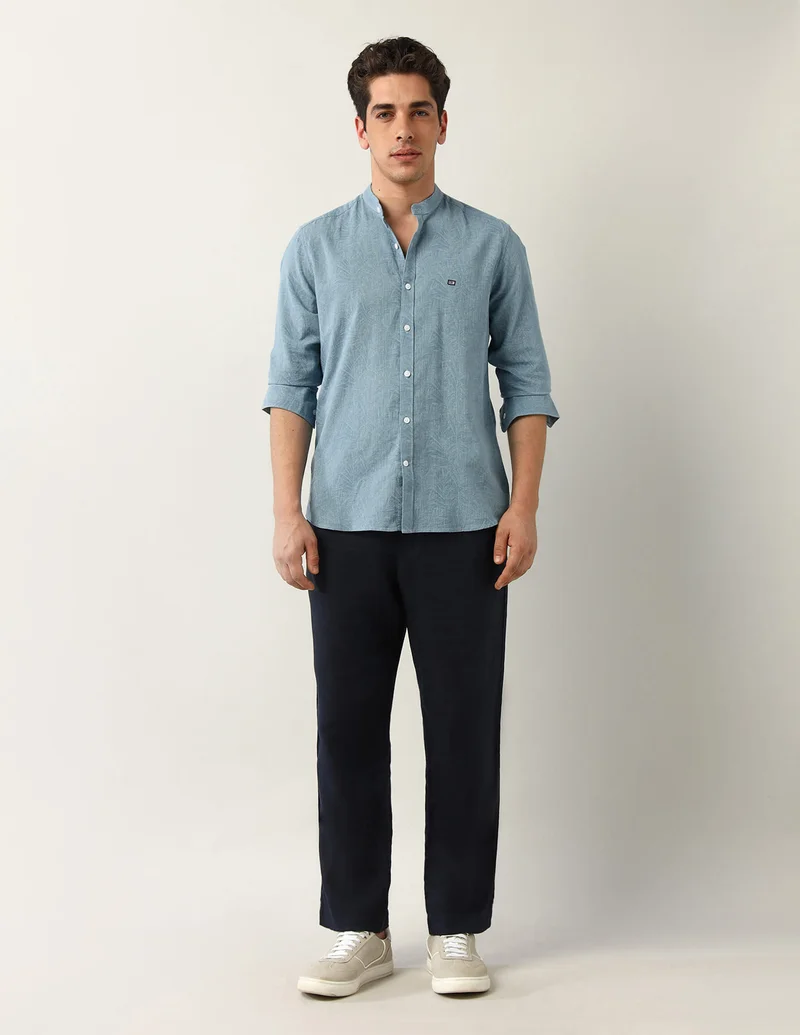 Arrow Teal Abstract Printed Dobby Shirt for Men | Best Price UAE