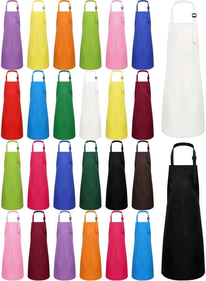 Foaincore 26 Pieces Kids Apron Set Boys Girls Aprons with Pockets Kids Kitchen Bib Aprons for Cooking Baking Painting, XL for 7-13 Age(Multi Color) - Image 1