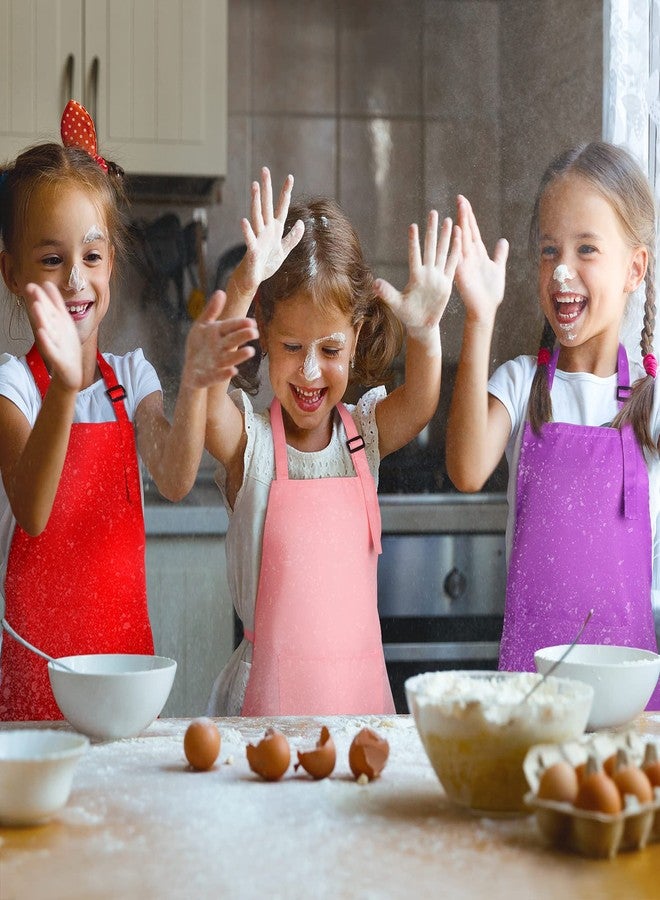 Foaincore 26 Pieces Kids Apron Set Boys Girls Aprons with Pockets Kids Kitchen Bib Aprons for Cooking Baking Painting, XL for 7-13 Age(Multi Color) - Image 4