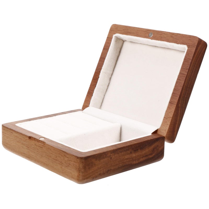 Walnut Wood Jewelry Box Organizer For Necklace Ring Earring Portable Travel Storage Case - Image 2
