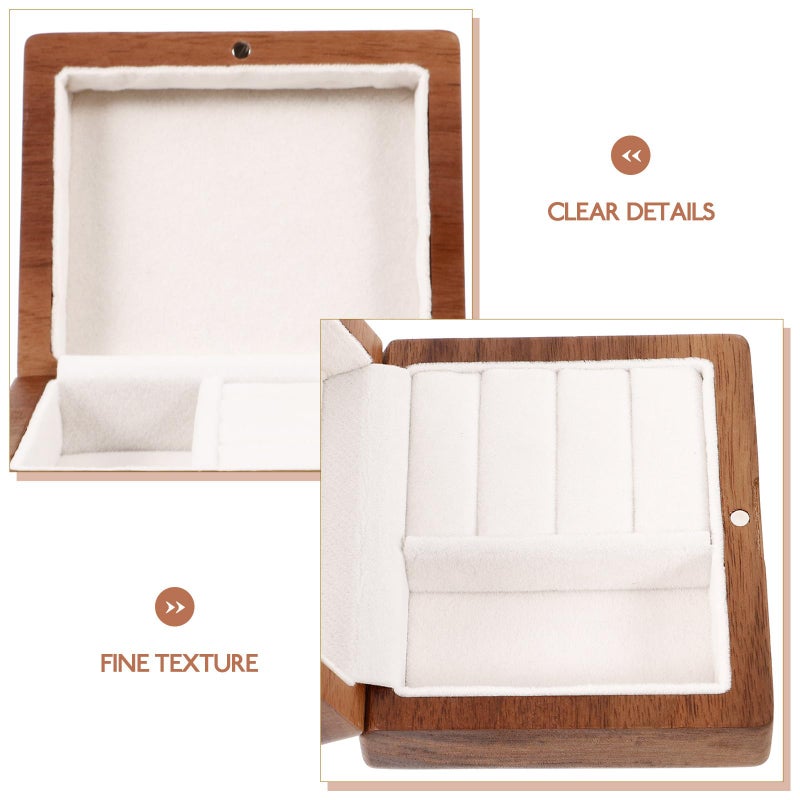 Walnut Wood Jewelry Box Organizer For Necklace Ring Earring Portable Travel Storage Case - Image 4