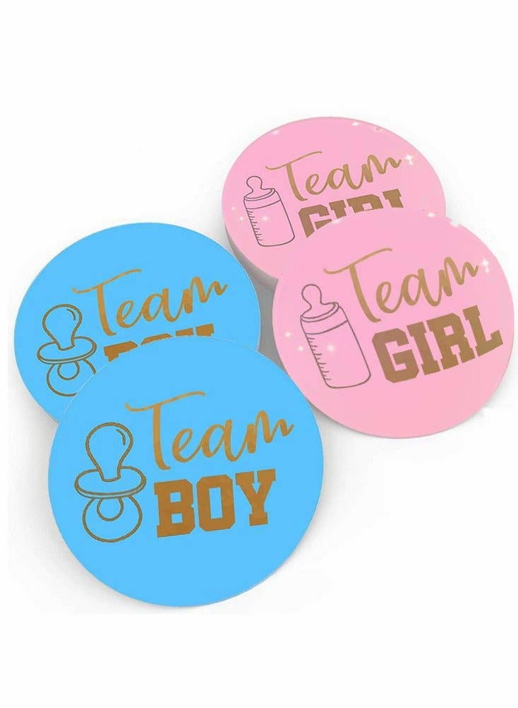 48 Gender Reveal Stickers with Gold Glitter for Baby Shower and Party Games Team Boy Team Girl Labels - Image 1