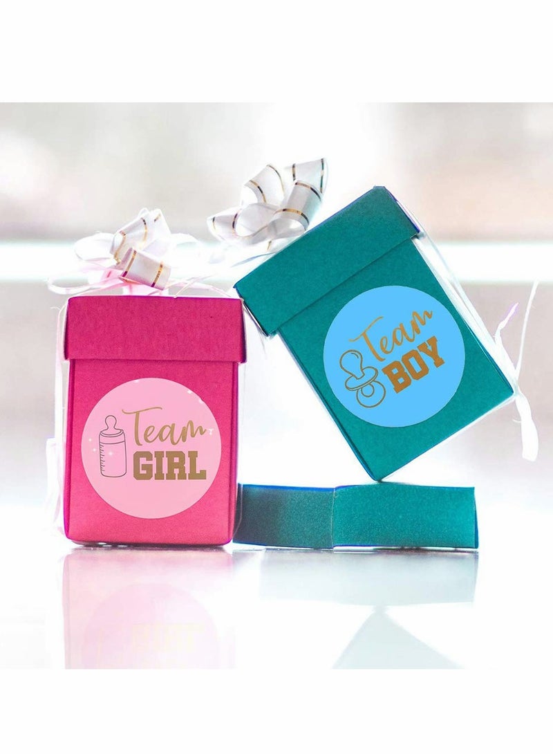 48 Gender Reveal Stickers with Gold Glitter for Baby Shower and Party Games Team Boy Team Girl Labels - Image 5